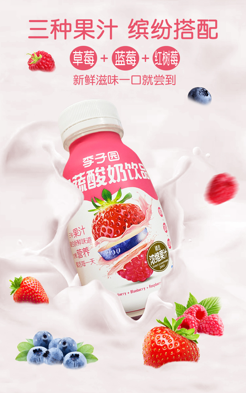 李子园果蔬酸奶椰奶奶咖饮品草莓味牛奶乳饮料280ml10瓶礼盒整箱280