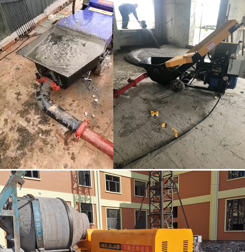 细石砂浆混凝土输送泵二次构造柱泵上料机结构浇筑泵小型柴油地泵蓝色