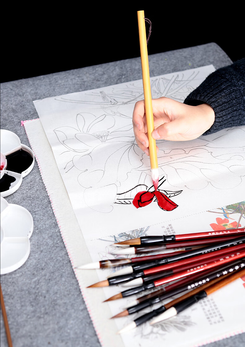 国画山水画写意绘画勾线笔白描初学者小大白云手绘国画笔全套画画工具