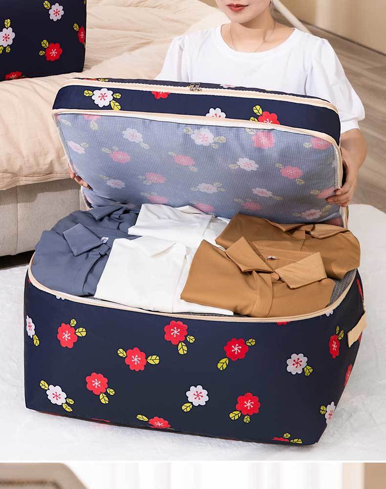 被子收纳袋装衣服的大袋子子布艺防潮防霉家用棉被打包整理袋衣物藏青