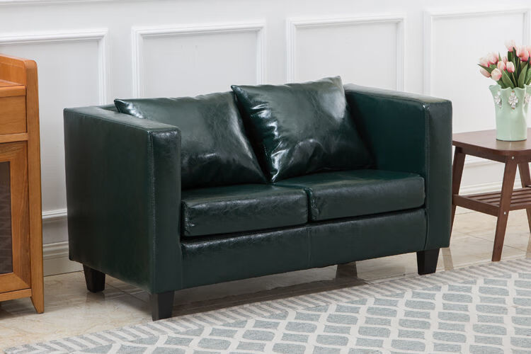 皮质沙发小户型单人沙发双人三人家用卧室宾馆酒店沙发简约现代深蓝皮