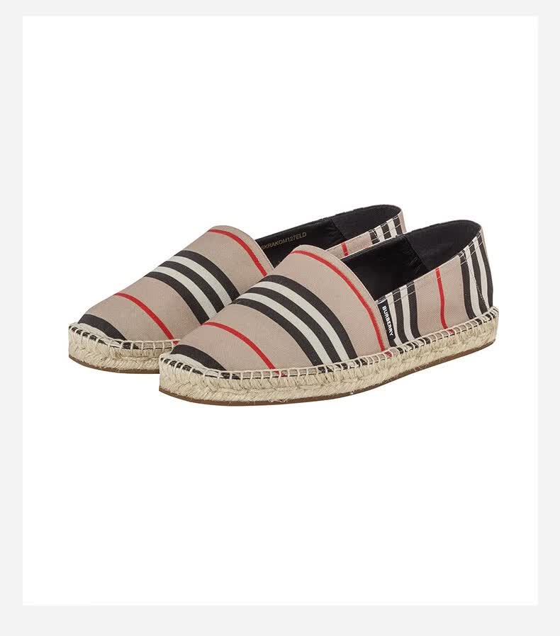burberry 巴宝莉 2020新品 女士经典格纹帆布渔夫鞋 典藏米色 8024957