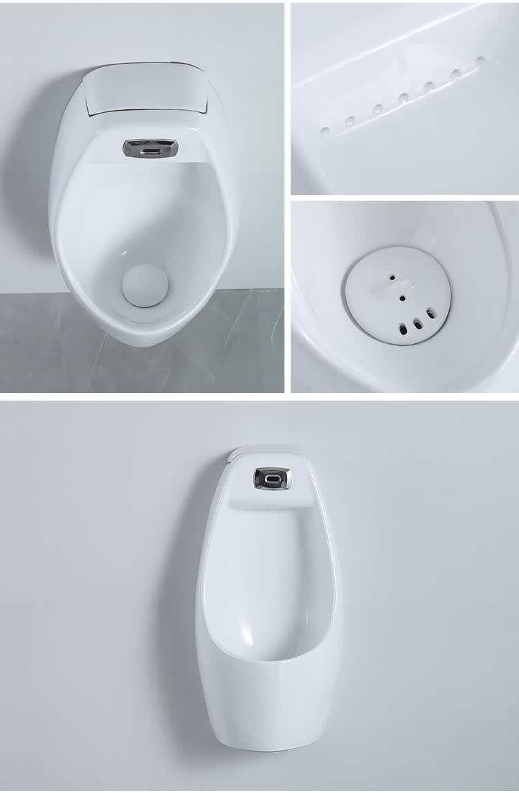 自动感应尿斗男士挂墙式家用卫生间陶瓷立式小便池黑色挂墙感应墙排