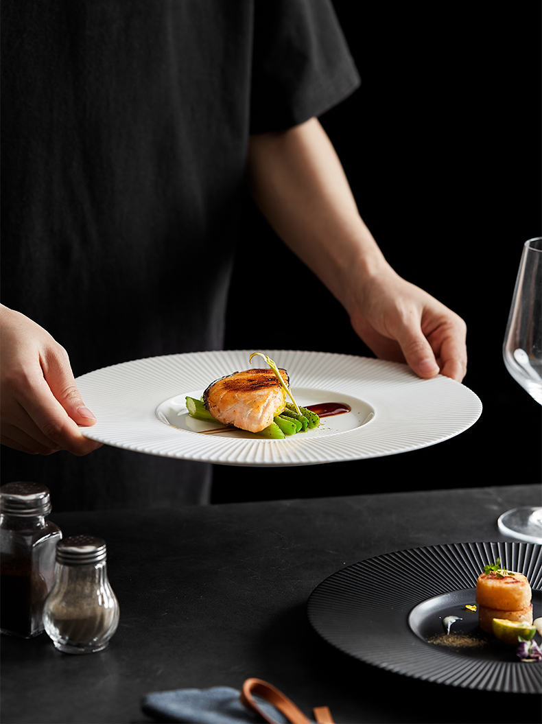 非洲之夜北欧简约牛排盘餐厅酒店厨房摆盘西餐具创意法式意面盘子千草