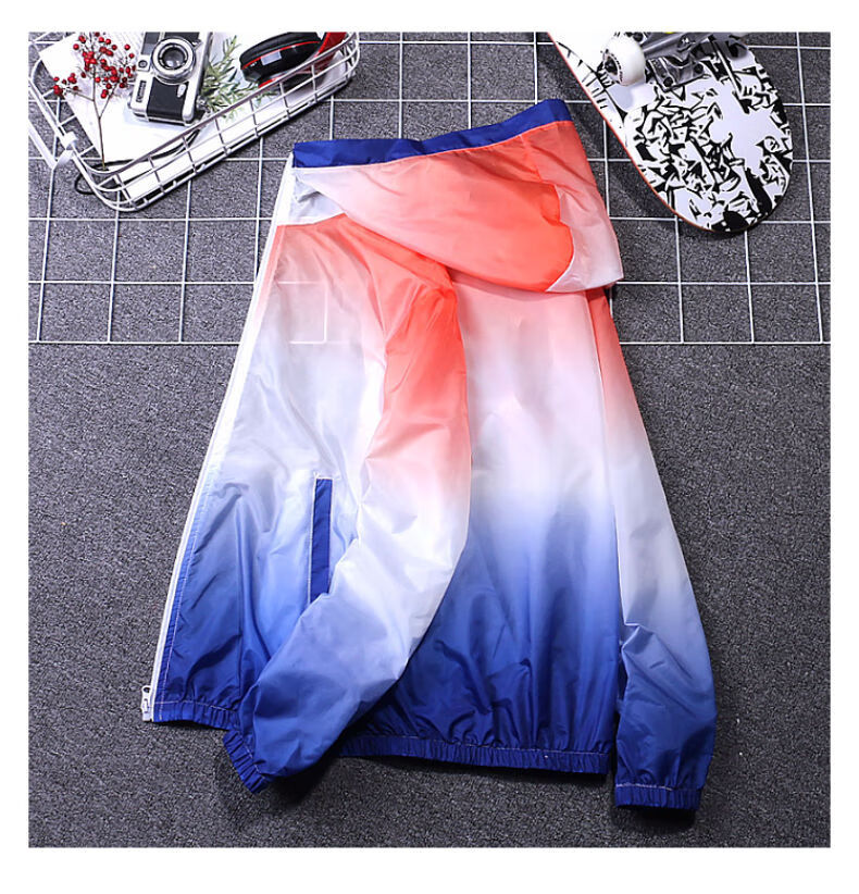渐变色防晒衣服男士夏季港风外套青少年新款网红薄款休闲夹克 601渐变