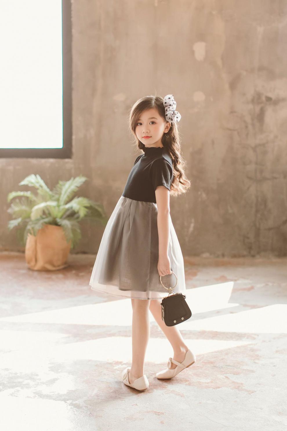 洛童欧女大童连衣裙夏天季洋气413岁小女孩公主裙2022韩版中大童撞色