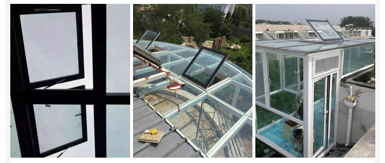 阳光房天窗 加厚铝合金斜屋顶窗户阁楼天井斜屋电动手动推拉窗定制 双