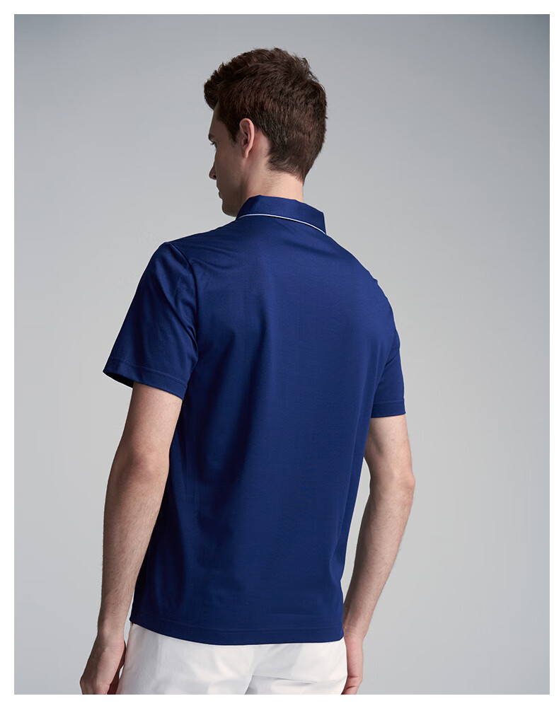 jodoll乔顿莱赛尔纤维男撞色商务休闲短袖polo衫蓝色54