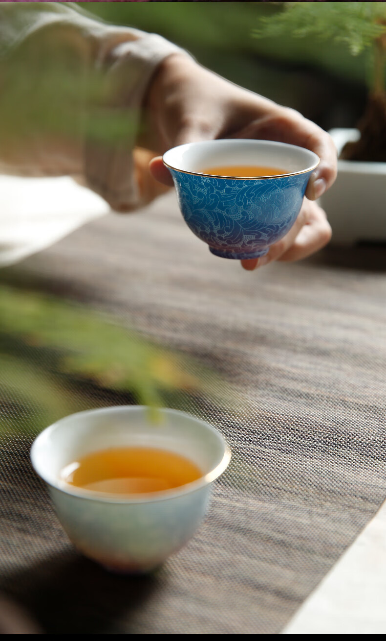 京选品质普洱茶杯子三勤堂扒花主人杯景德镇陶瓷品茗杯个人单杯茶具轧