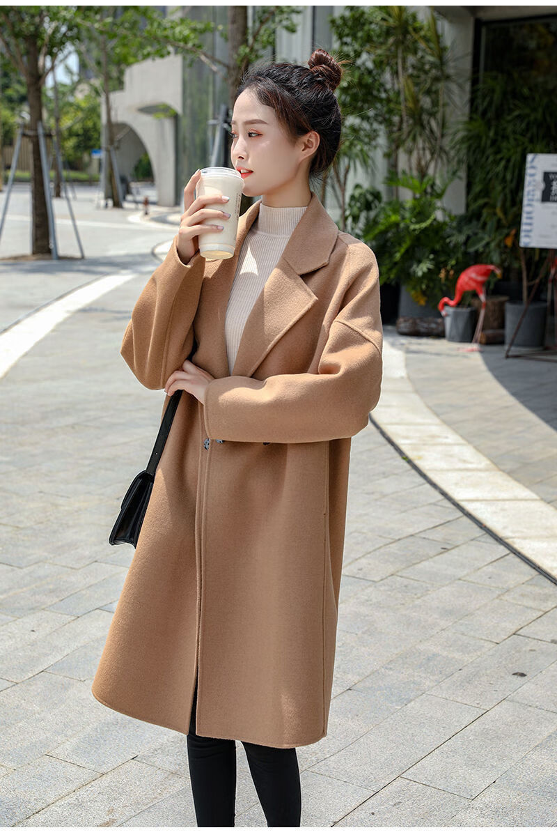 vzvk毛呢外套呢子大衣风衣女2021新款洋气外套女潮秋冬宽松超显瘦