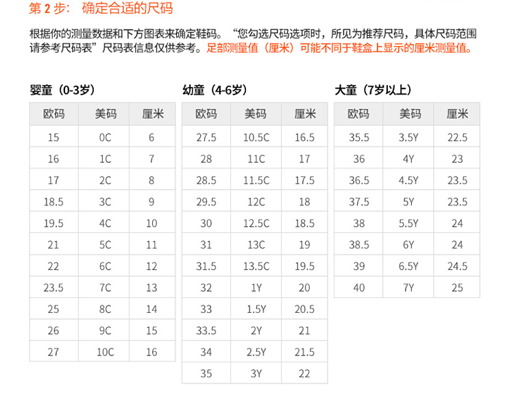 耐克婴童尺码表图片