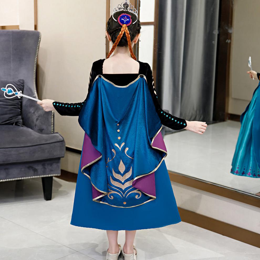 央紫新品安娜公主裙安娜公主连衣裙秋冰雪奇缘2安娜万圣节礼服女童裙