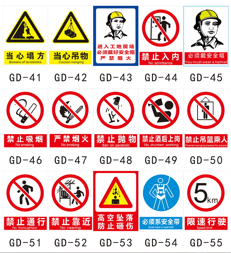 工地安全标识牌户外建筑施工现场文明施工警示标志牌标牌提示牌子定制