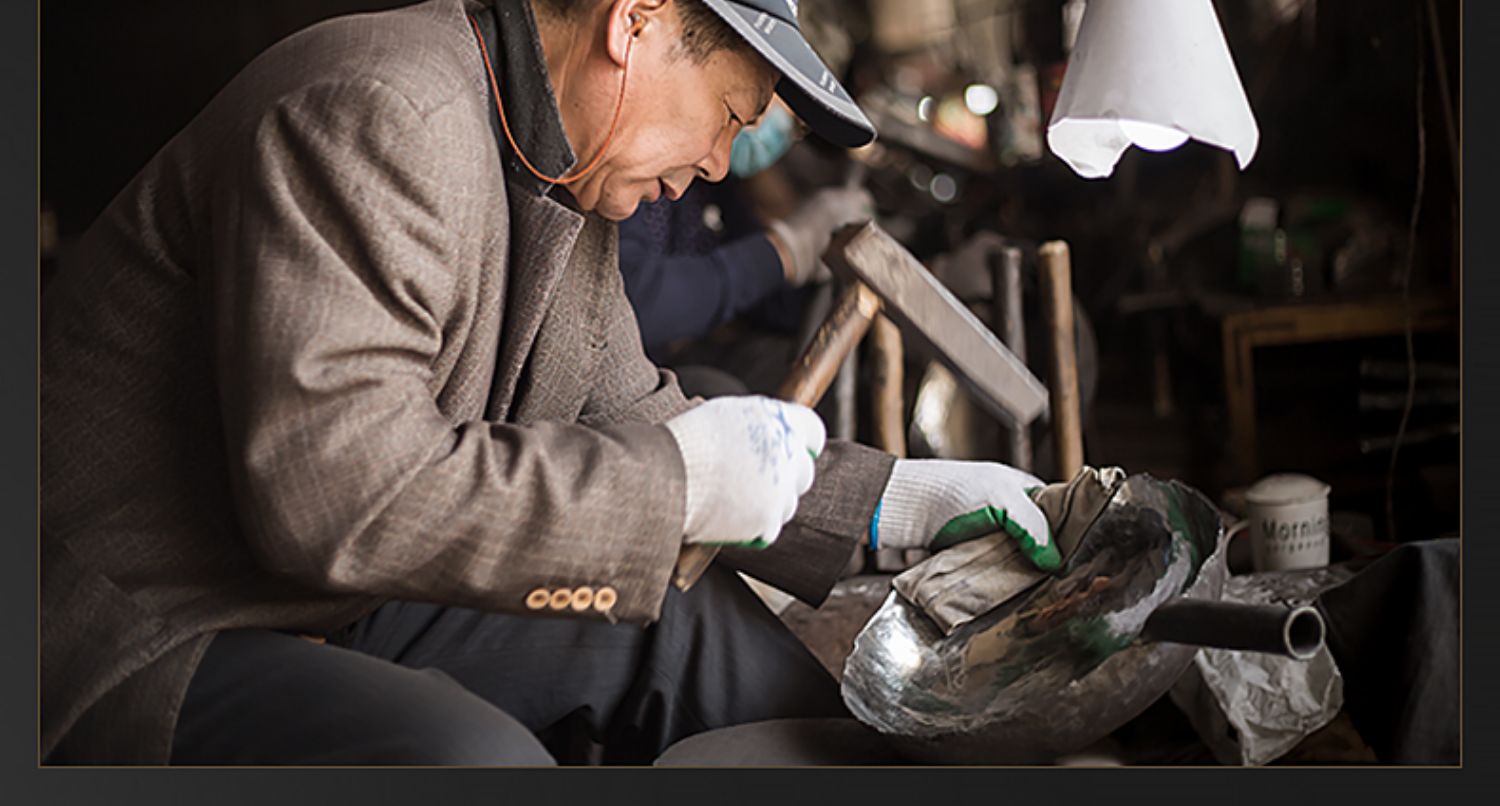 知南 章丘铁锅老聂家手工锻打老式炒菜锅家用无涂层不沾锅 34cm镜面锅