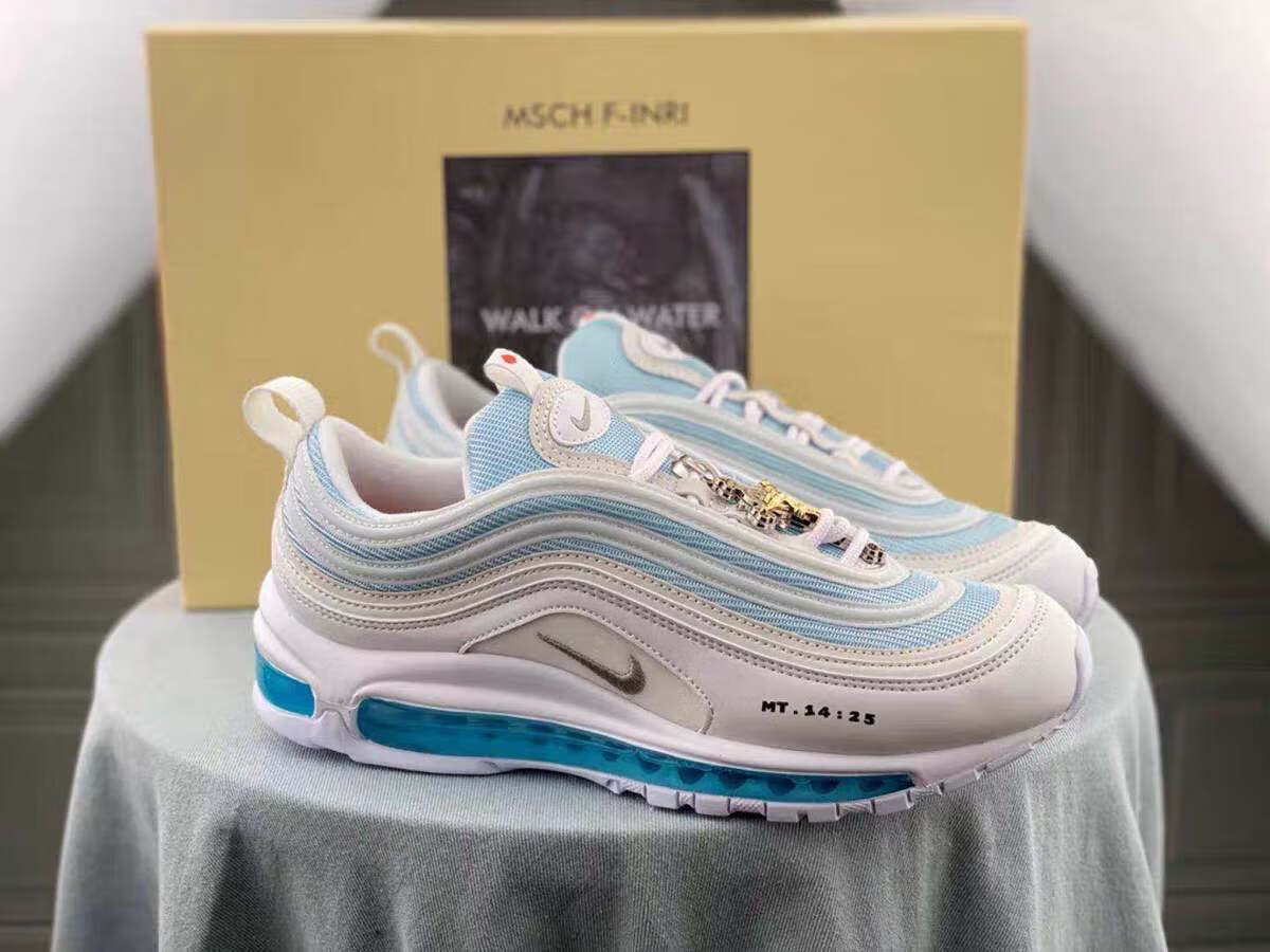 max97银3m反光运动鞋联名圣水男女全掌气垫跑步休闲情侣鞋1笑脸湖蓝高