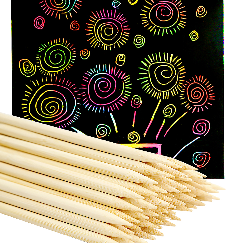 diy刮画笔 刮画纸专用竹笔尖头刮蜡笔儿童手工绘画竹签刮画棒工具 刮