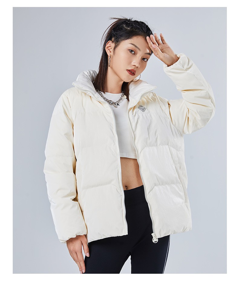 匹克薄鸭绒羽绒服女子冬季新款时尚保暖外套运动休闲立领棉衣女金属蓝
