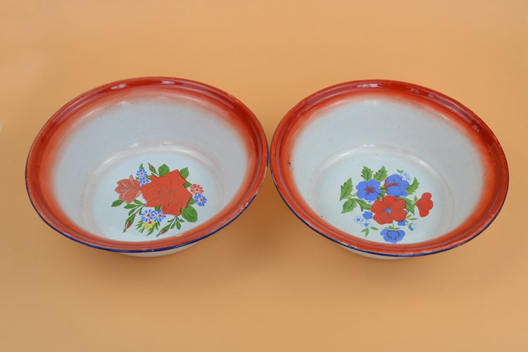 洋瓷碗复古 加厚双料搪瓷盆汤碗老式怀旧家用菜盆搪瓷碗面碗白深型盆