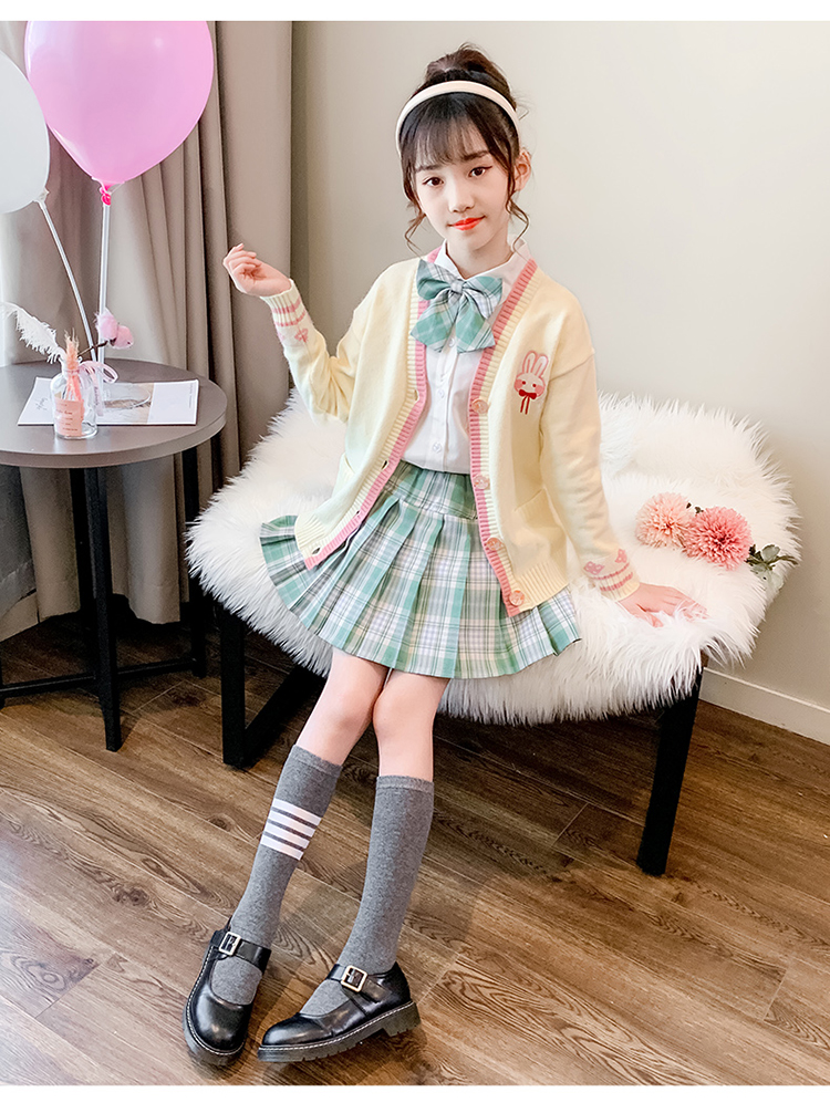 裙裙特价女童学院风百褶裙子秋装新款儿童韩版jk两件套3-12岁学生套装