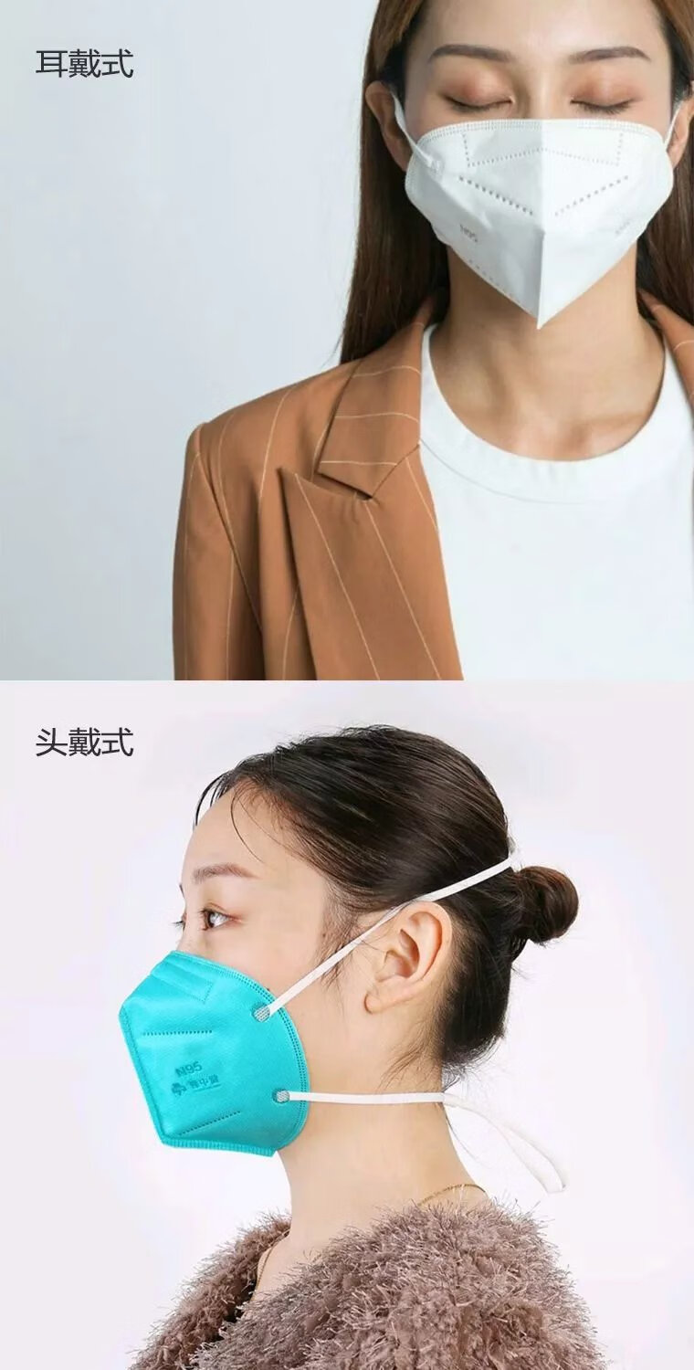 大号n95医用口罩独立包装无菌立体5层防护医生专用防病毒绿白 【豫