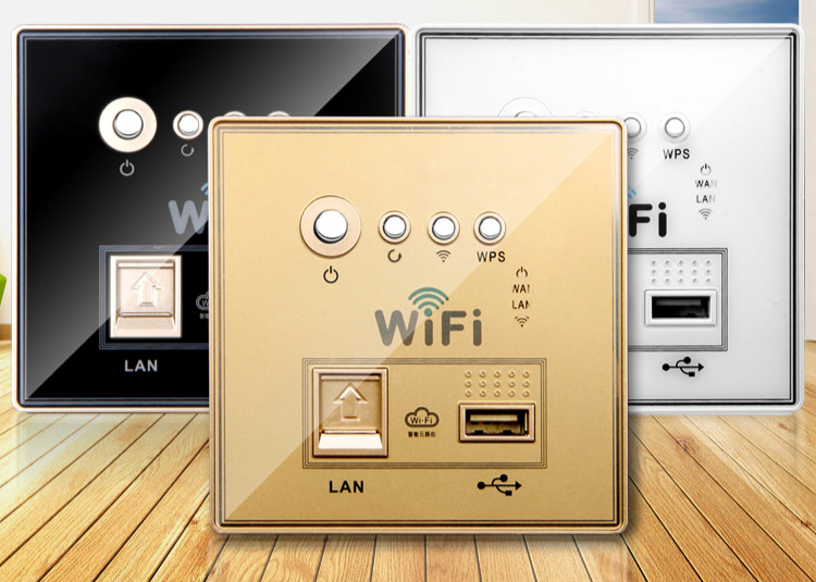 电工墙壁无线路由器家用86wifi插座300m入墙式酒店ap面板智能 军绿色