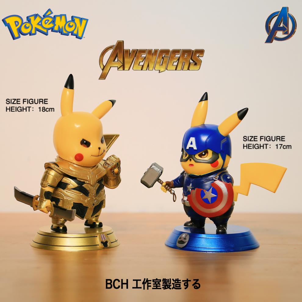 皮卡丘cos美国队长复仇者联盟钢铁侠车载摆件模型礼物男一只大美队可