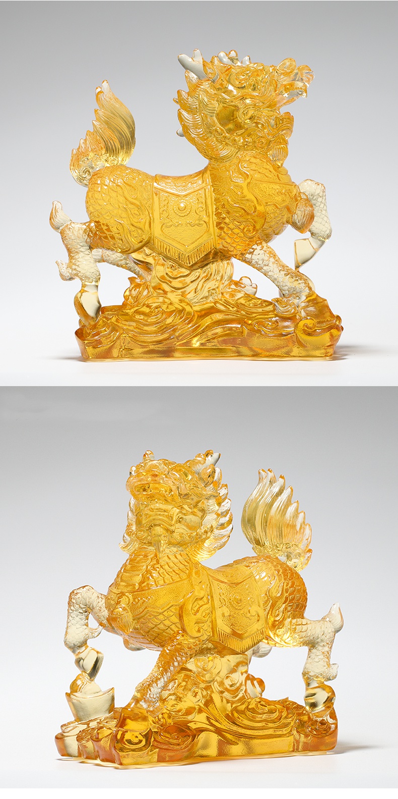 麒麟摆件一对琉璃风水摆件家居客厅办公室装饰品纳福新居乔迁贺礼彩色