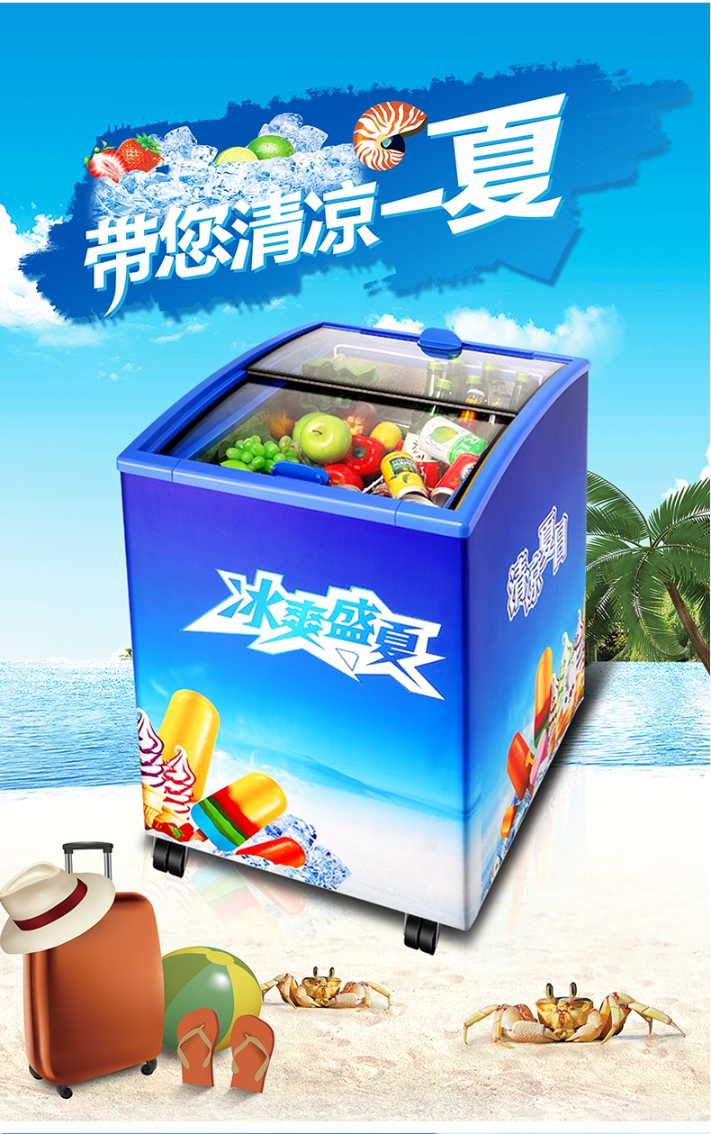 好品优选先科小冰柜sast小型雪糕柜展示冰柜商用卧式迷你圆弧冷藏冷冻