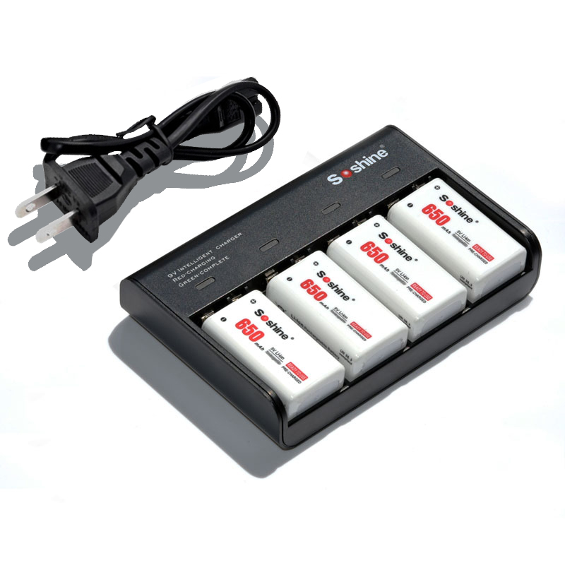 soshine 4槽9伏电池充电器全智能识别电压充得满快卧式充电 v4充电器