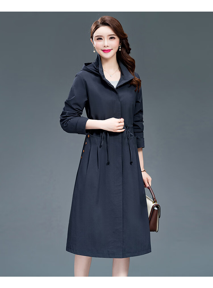 中老年人女装薄款大风衣外套女新款妈妈春秋季洋气中长款薄款长袖风衣