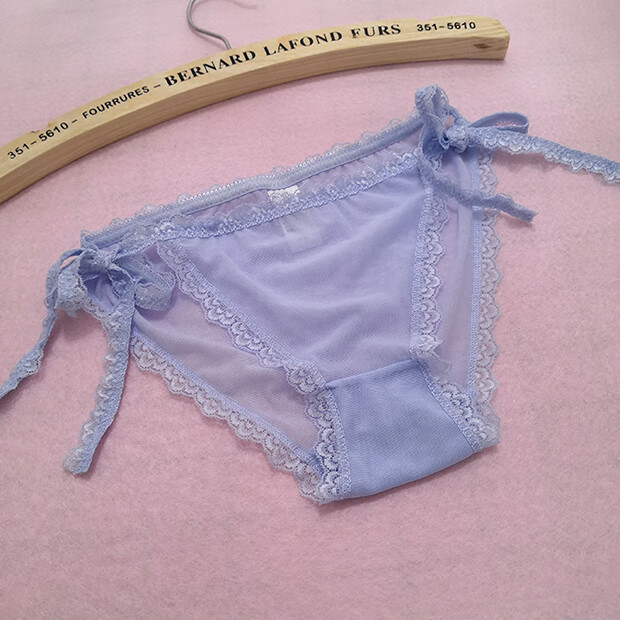 系带内裤女可解开绑带式透明诱惑一片式侧边绳子两侧蕾丝绑绳豆绿l