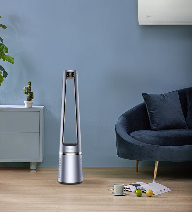 美的midea无叶风扇智能温感空气净化扇家用落地扇节能静音wifi智能