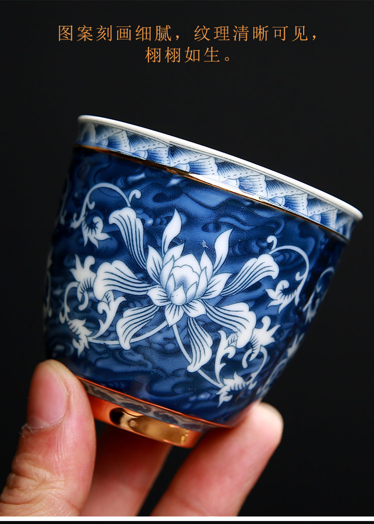 [淄博馆]景德镇青花瓷茶杯 陶瓷小茶杯单杯主人杯 功夫茶具茶盏茶碗