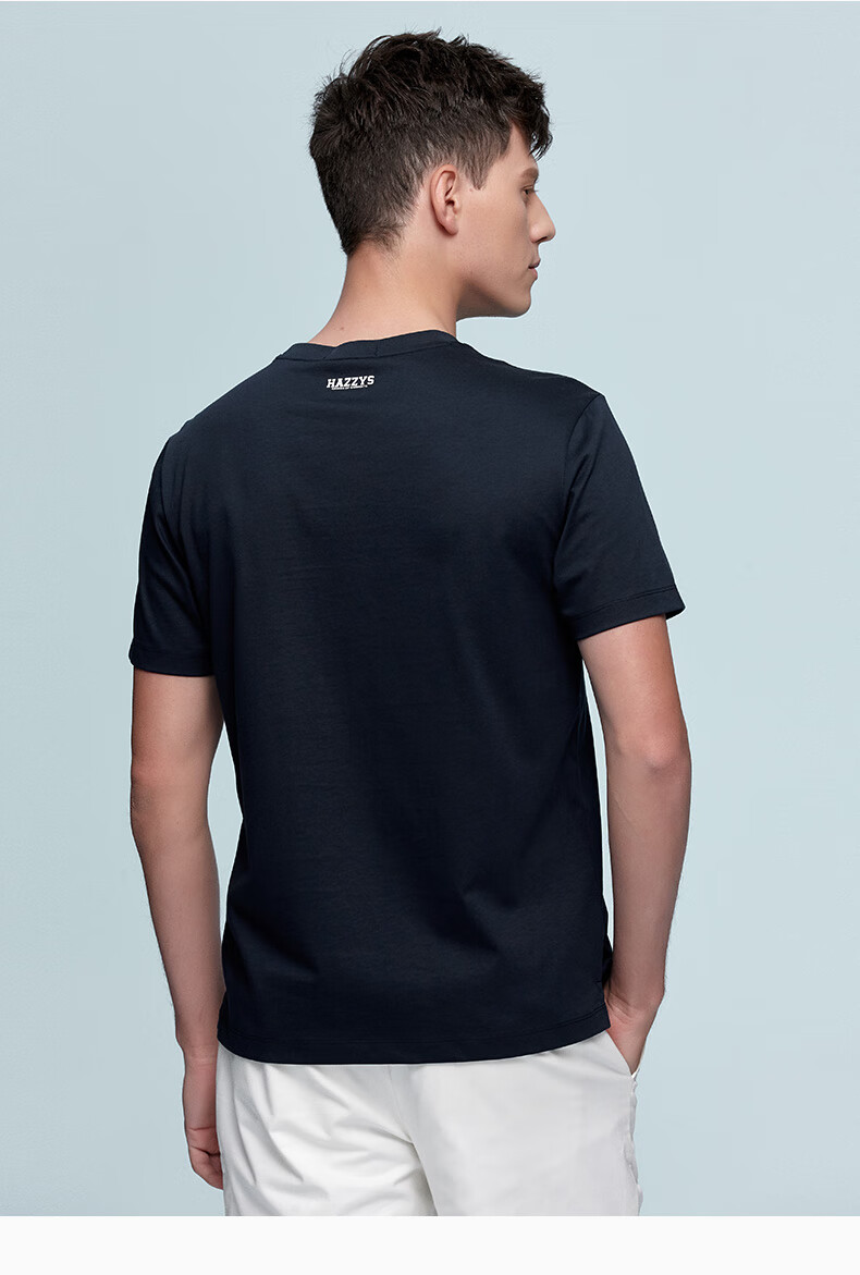 哈吉斯夏季男装短袖打t恤衫韩版男士时尚宽松潮流上衣男t藏青色17084a