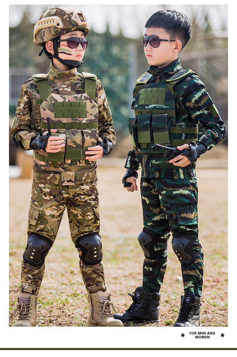 儿童迷彩服套装男童透气镂空夏季拓展训练军训服装 170定制联名款