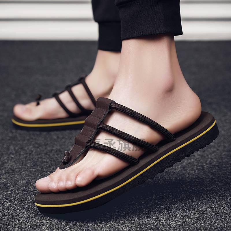 抖音同款易物馆不惑鸟拖鞋韩版潮流百搭男士凉鞋防滑人字拖黑色39