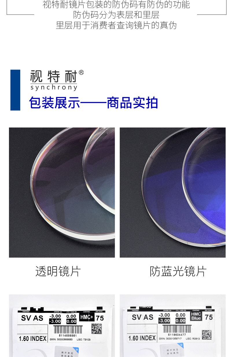 67非球视特耐防蓝光高清膜镜片树脂近视薄2片镜片 蔡司视特耐防蓝光膜