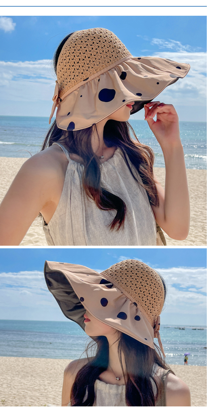 garras日本黑胶帽子女波点防晒遮阳帽夏天半空顶网眼透气太阳帽mz796