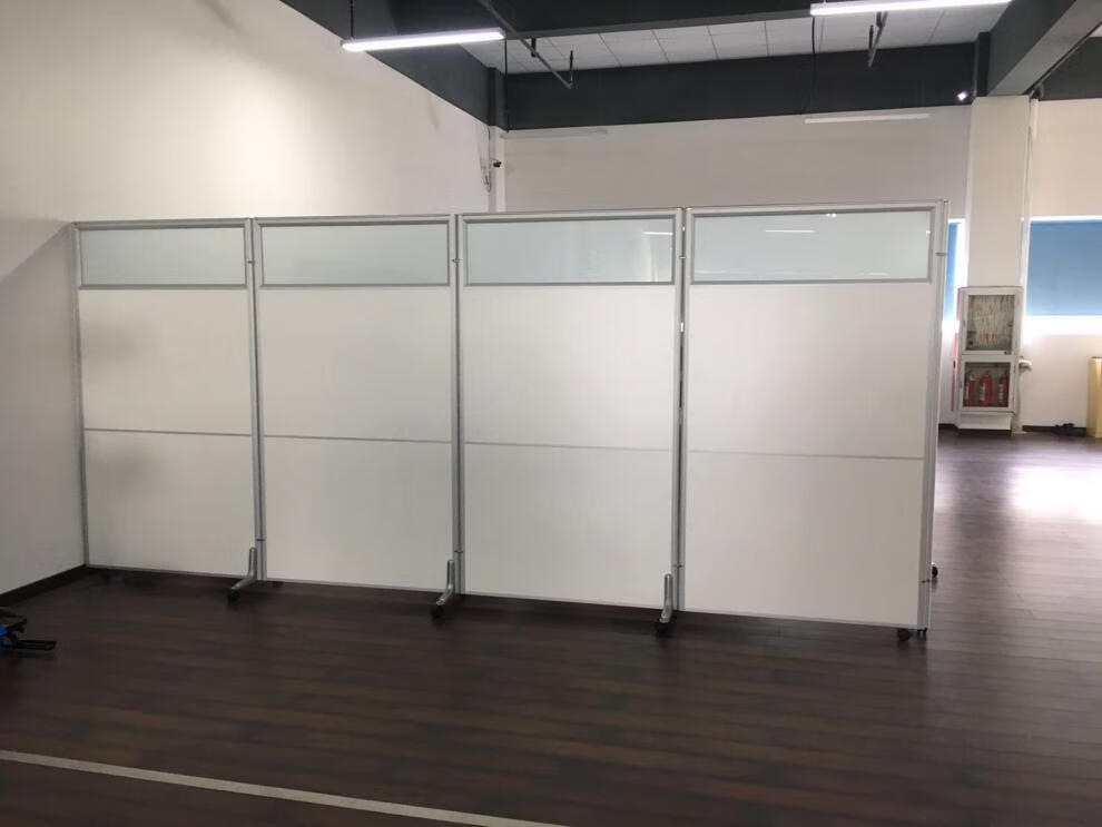 屏风办公室隔断屏风活动玻璃车间隔断墙牙科屏风简易墙折叠带滑轮半截