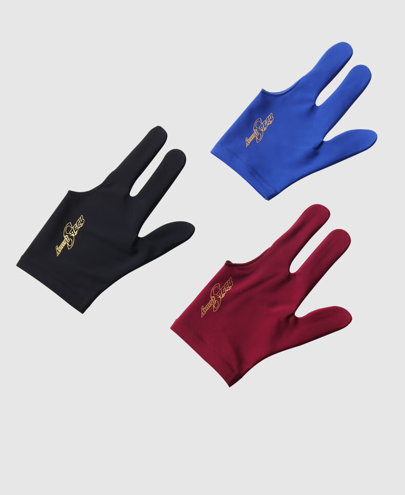 cuppa台球手套台球用品3指高弹性手套桌球漏指防滑漏指黑色