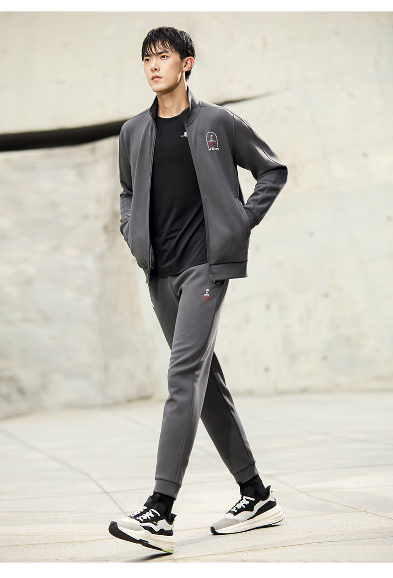 安踏男子运动套装2022春季新款立领拉链长袖两件套男装952147171官方