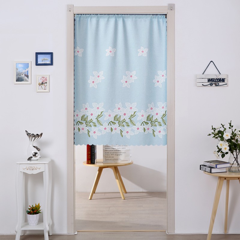 星辰布艺新款卧室洗手间家用半截短门帘隔断帘遮帘魔术贴免打孔 小鹿