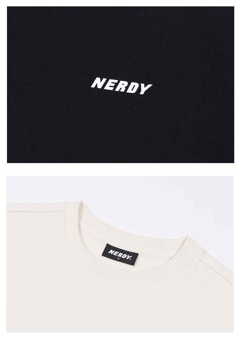nerdy2021秋冬韩国潮牌新款纯色卫衣百搭情侣个性圆领套头休闲女黑色s