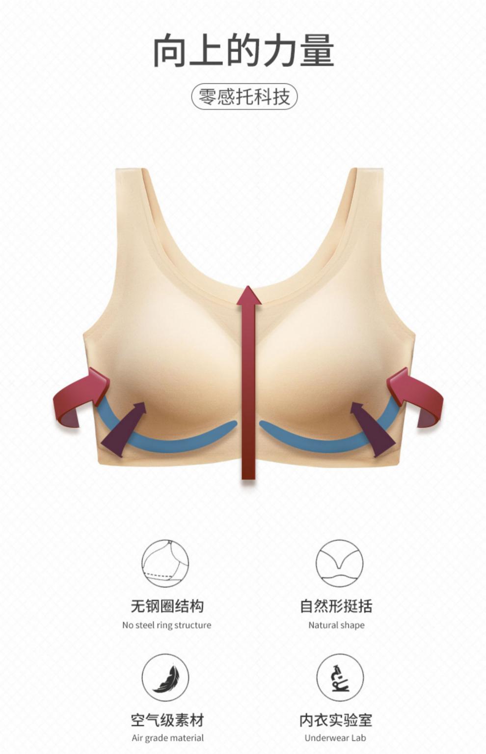 天梵茜施爾康文胸無痕運動內衣女無鋼圈大胸顯小收副乳運動背心式薄款