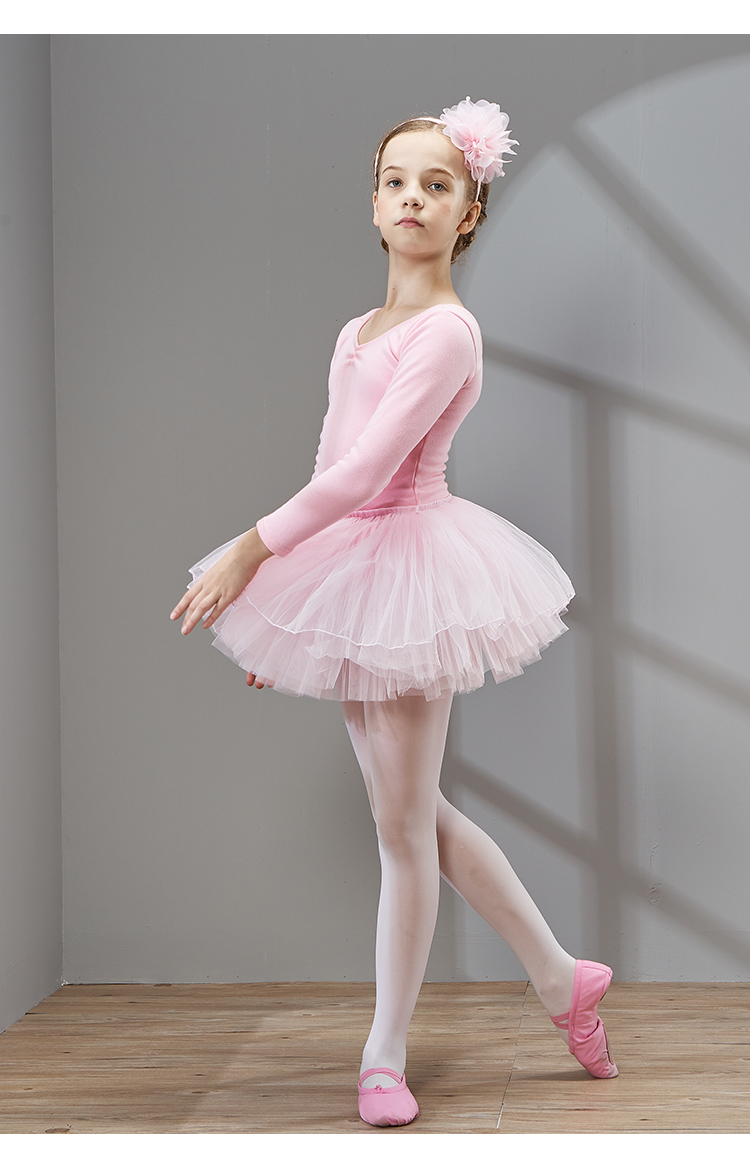品牌上新小孩子表演穿的衣服舞蹈服儿童女秋冬季长袖加绒加厚芭蕾舞裙