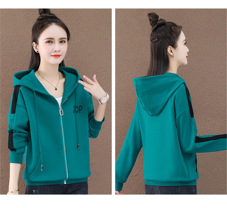 菲姿女装品牌同款秋薄款女士懒人卫衣秋款女装2022年新款开衫拉链上衣