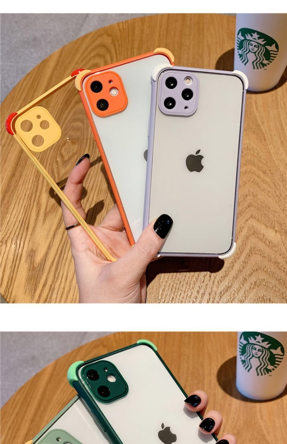 镜头全包iphone12promax手机壳苹果xxrxsmax透明78plus橘色拼色防摔