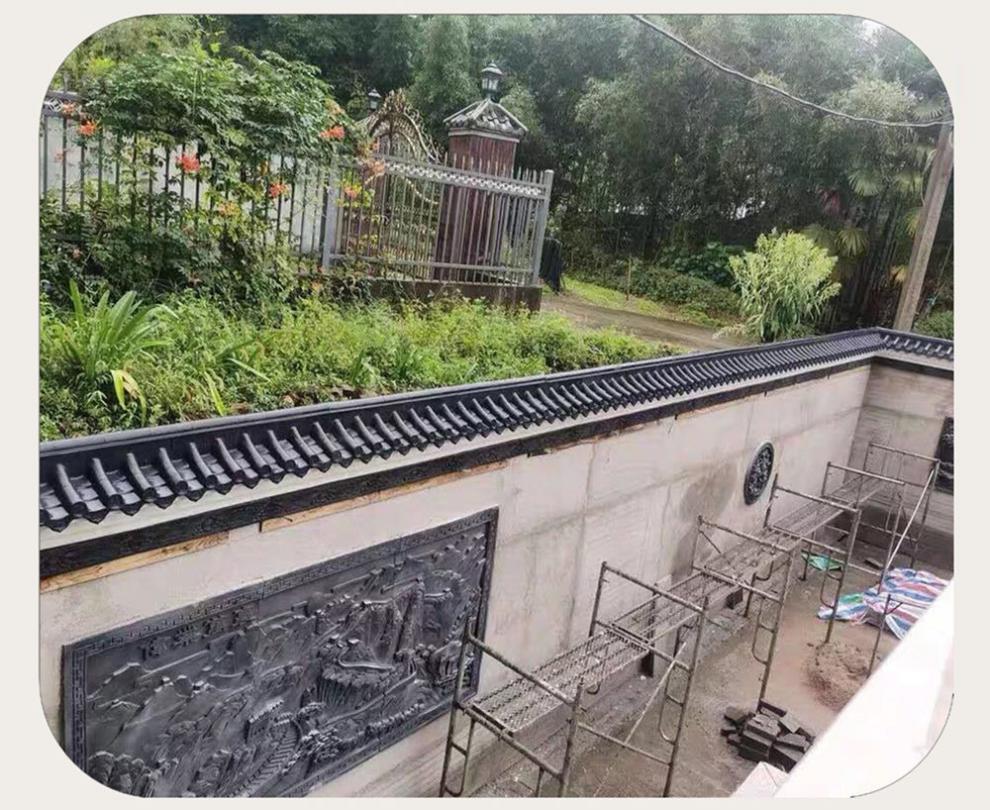 围墙瓦一体枣红色深灰色仿古树脂瓦加厚围墙院墙瓦片劲诚枣红色加厚版