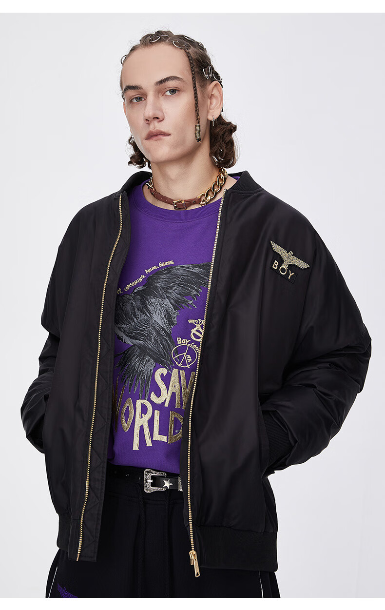 boy london旗舰潮牌棉服男绣金线老鹰翅膀情侣款外套 b204nk707502