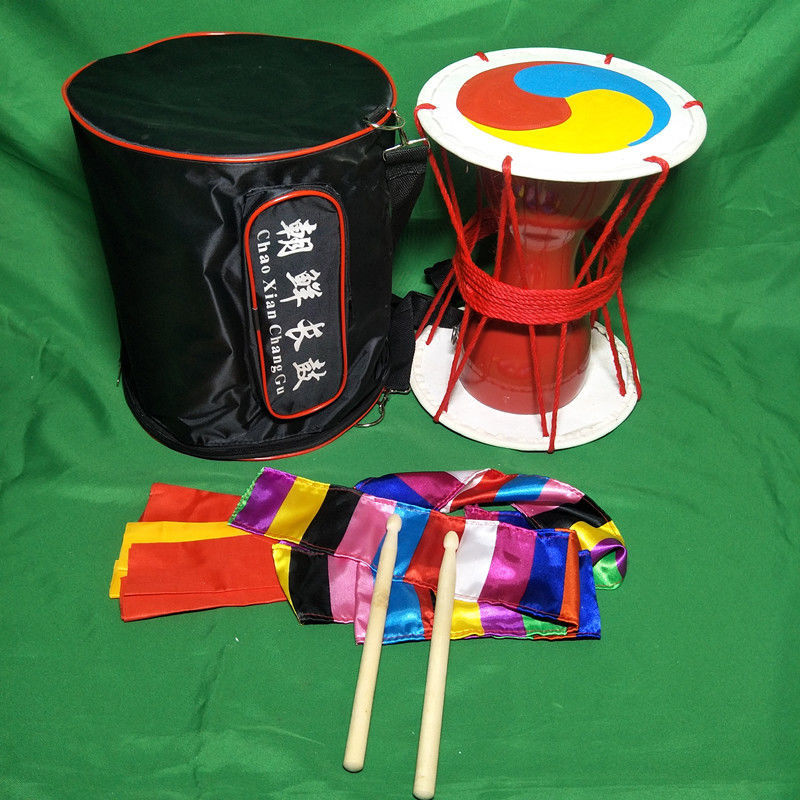 朝鲜鼓朝鲜长鼓舞蹈伴奏演出道具鼓拉绳圆鼓牛皮鼓朝鲜族表演鼓大号